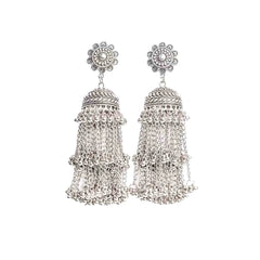Oxidised Floral Ghungroo Tassel Dangle