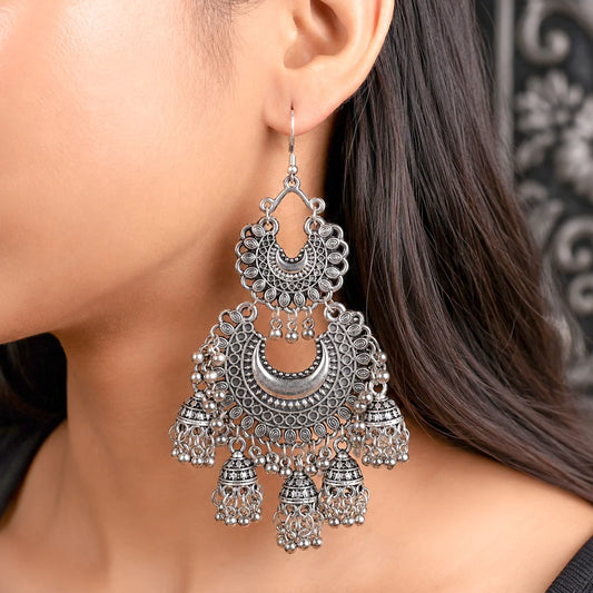 Chandbali Oxidised Jhumka