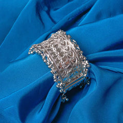 Ethenic Silver Ghungroo Cuff Bangle