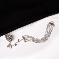 Intricate Oxidised Chain Ring Bracelet