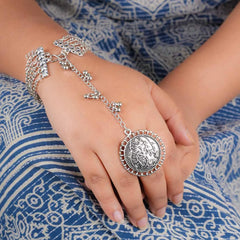 Intricate Oxidised Chain Ring Bracelet