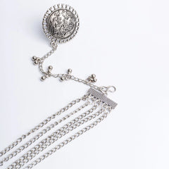 Intricate Oxidised Chain Ring Bracelet