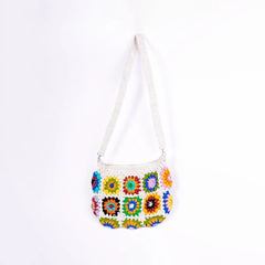 Colourful Floral Crochet Shoulder Bag