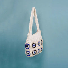 Crochet White n Blue Shoulder Bag