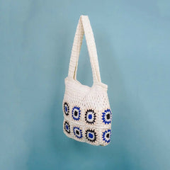 Crochet White n Blue Shoulder Bag