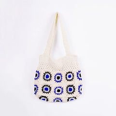 Crochet White n Blue Shoulder Bag