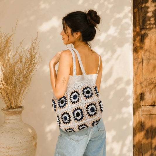 Crochet White n Black Shoulder Bag