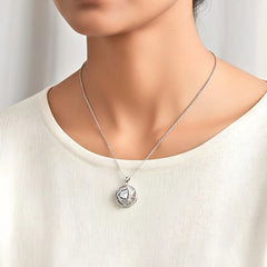 Circular Gems Spinning Necklace - Rhodium Plated