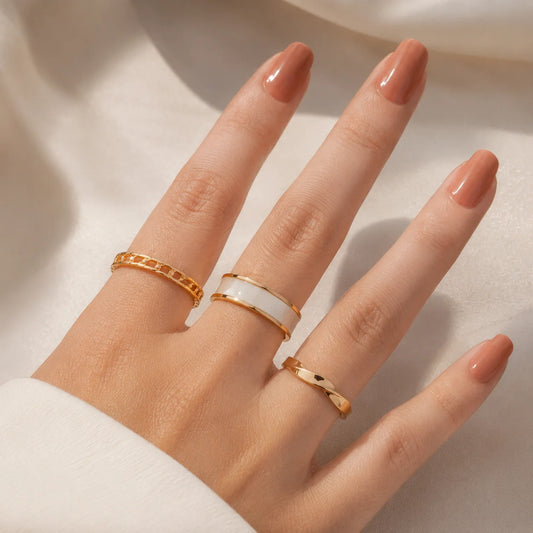Pack of 3 Golden And White Rings Combo
