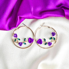 Radiant Rose Vine Hoops - 18K Gold Plated