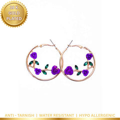 Radiant Rose Vine Hoops - 18K Gold Plated
