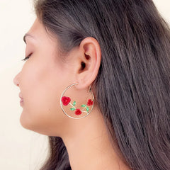 Radiant Rose Vine Hoops - 18K Gold Plated