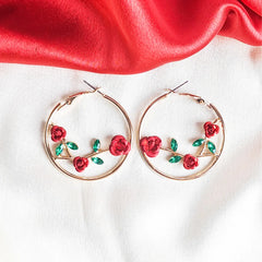 Radiant Rose Vine Hoops - 18K Gold Plated