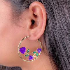 Radiant Rose Vine Hoops - 18K Gold Plated