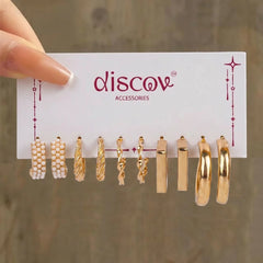 Set of 5 Golden And Chunky Small Hoops Combo