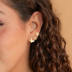 Set of 6 Western Golden Pearly Hoops And Studs Combo