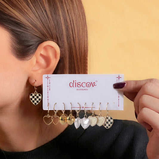 Set of 5 All hearts Hoops Earrings Combo