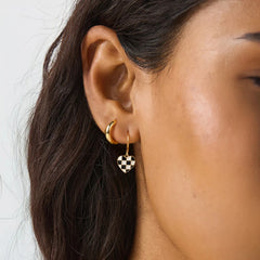 Set of 5 Checkered And Golden Chunky Earrings Combo