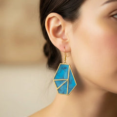 Set of 3 Brass Resin Earrings Combo