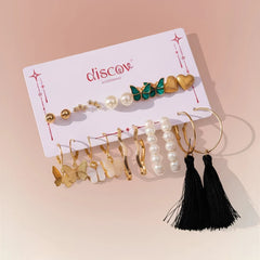 Set of 10 Western Studs And Hoops Earrings Combo