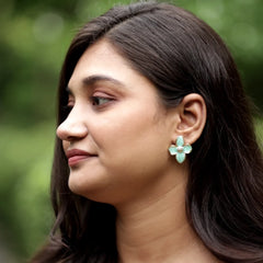 Elegant Golden Floral Stud Earrings - 18K Gold Plated