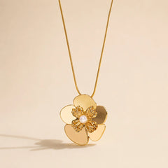 Golden Floral Bloom Necklace - 18K Gold Plated