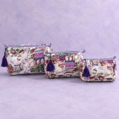 White Tropical Village House 3 Layered Pouches