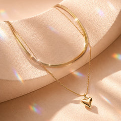 Layered Heart Necklace - 18K Gold Plated