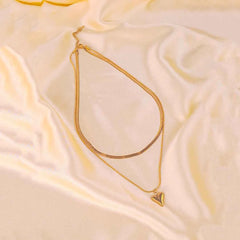 Layered Heart Necklace - 18K Gold Plated