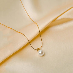 Dainty Pearl Chain Necklace - 18K Gold Plated