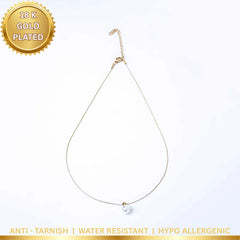 Dainty Pearl Chain Necklace - 18K Gold Plated