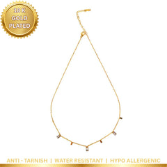 Dainty Golden Rectangular Gem Necklace - 18K Gold Plated
