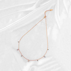 Dainty Golden Rectangular Gem Necklace - 18K Gold Plated