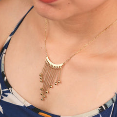 Unique Chain Tassel Necklace - 18K Gold Plated