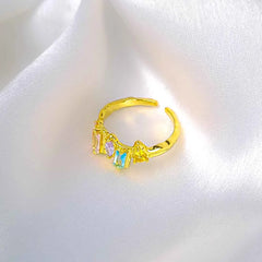 Golden Pastel Gem Ring - 18K Gold Plated