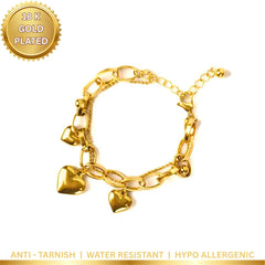 Golden Heart Charm Link Chain Bracelet