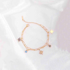 Star Charm Turquoise Layered Bracelet - 18K Gold Plated