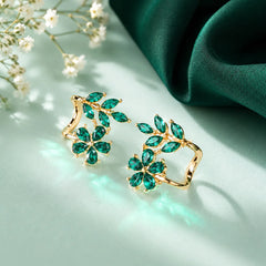 Emerald Leaf Vine Ear Cuffs