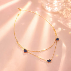 Heart Layered Chain Necklace - 18K Gold Plated