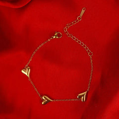 Golden Hearts Chain Bracelet - 18K Gold Plated