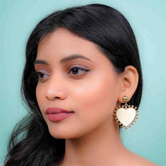 Cream Heart Sundrop Earrings