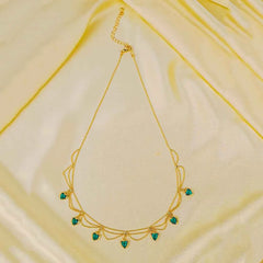 Emerald Hearts Layered Necklace - 18K Gold Plated