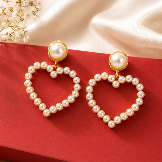 Pearl Heart Hoop Earrings