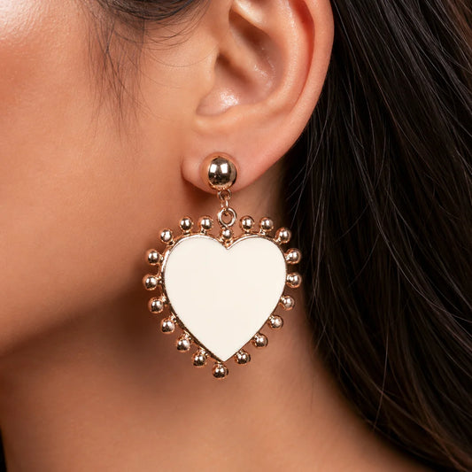 Cream Heart Sundrop Earrings