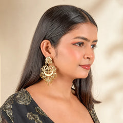 Crescent Chandelier Kundan Earrings
