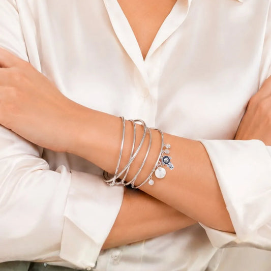 Silver Charm Bangles