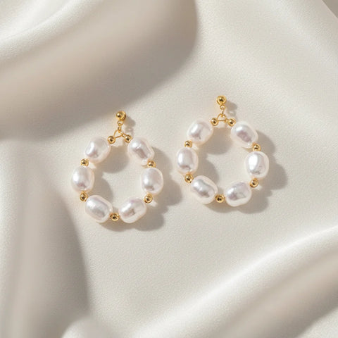 Baroque Pearl Hoops