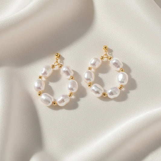 Baroque Pearl Hoops