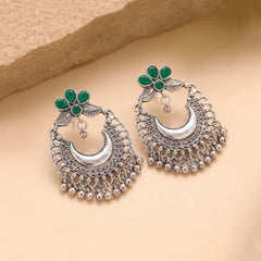 Floral Enamel Chandbali Earrings