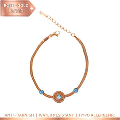 Turquoise Stone Chain Bracelet - Rose Gold Plated